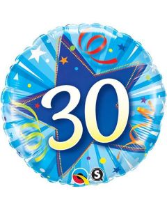 30 Shining Star Bright Blue- 18 Inch Foil Balloon (30239Q)