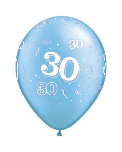 30-A-Round Azure Blue Pearl - 28cm (11 Inch) Latex Balloon (30-02Q)