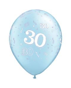 30-A-Round Light Blue Pearl - 28cm (11 Inch) Latex Balloon (44285Q)