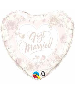 Just Married Roses - Heart - 18 Inch Foil Balloon (31082Q)
