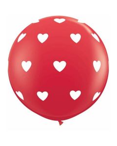 Hearts a Round - 3 Foot (3FT) Latex Balloon (31089Q)
