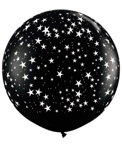 Stars A Round - Onyx Black - 3 Foot (3ft) Latex Balloon (31308Q)