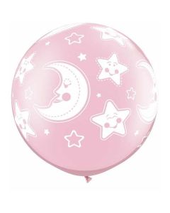 Baby Moon & Stars - Pink - 30 Inch Latex Balloon (32121Q)