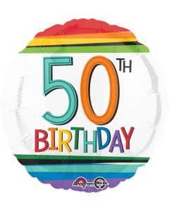 50th Rainbow Birthday 45cm Foil Balloon (3443601AM)