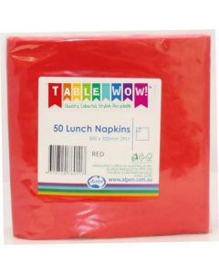 Lunch Napkin - Red - Pack 50 - 300mm x 300mm 2 Ply (380116A)