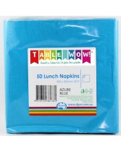 Lunch Napkin - Azure Blue - Pack 50 - 300mm x 300mm 2 Ply (380138A)