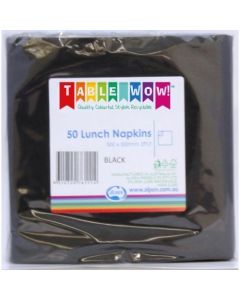 Lunch Napkin - Black - Pack 50 - 300mm x 300mm 2 Ply (380158A)