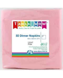 Dinner Napkin - Light Pink - Pack 50 - 400mm x 400mm 2 Ply (380204A)