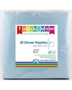 Dinner Napkin - Light Blue - Pack 50 - 400mm x 400mm 2 Ply (380207A)