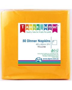 Dinner Napkin - Yellow - Pack 50 - 400mm x 400mm 2 Ply (380225A)