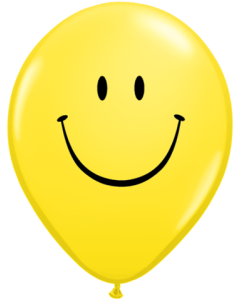 Smile Face Yellow with Black Print - 16 Inch Latex Balloon (39299Q)