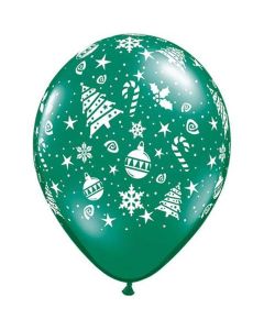 Christmas Trimmings - Emerald & Ruby Red - 28cm (11 Inch) Latex Balloons (40559Q)