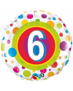 Age 6 Colourful Dots - 18 Inch Foil Balloon (41104Q)
