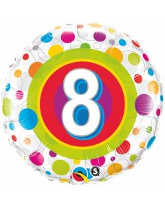 Age 8 Colourful Dots - 18 Inch Foil Balloon (41112Q)