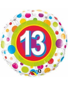 Age 13 Colourful Dots - 18 Inch Foil Balloon (41132Q)