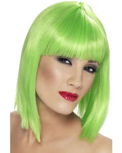 Neon Green Short Neon Blunt Glam Wig (SM42138)