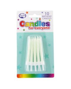 Glow In The Dark (GID) Candles With Holders - Pack 10 (431135A)