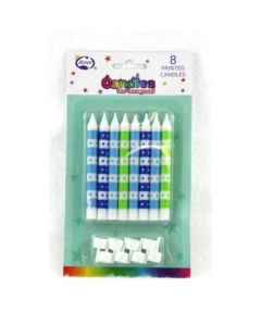 Dots - Blues- Candle(Pack of 8) inc Holders (431173A)