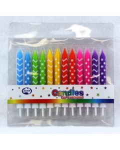 Waves & Dots - Candle(Pack of 12) inc Holders (431178A)