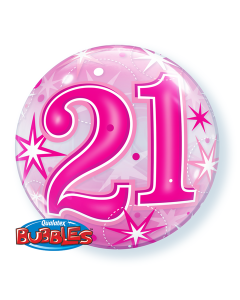 21 Starburst Sparkle - Pink - 22 Inch Bubble Balloon (43123Q)