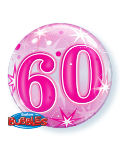 60 Pink Starburst Sparkle - 22 Inch Bubble Balloon (43127Q)