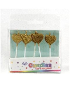 Hearts Glitter Gold - Candle Set (442552A)