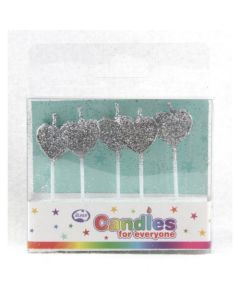 Hearts Glitter Silver - Candle Set (442553A)