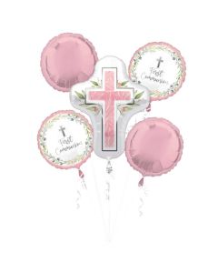 1st Communion Pink Balloon Bouquet (4450701AM)