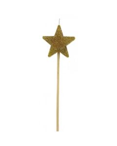 Star Gold Glitter Long Stick Candle (447251A)