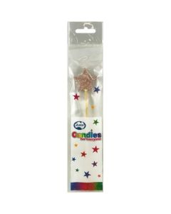 Rose Gold Glitter Long Stick Candle # Star (447253A)