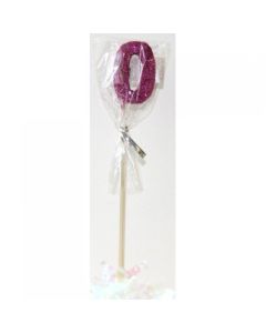 Pink Glitter Long Stick Candle # 0 (447500A)