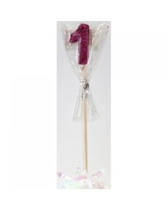 Pink Glitter Long Stick Candle # 1 (447501A)
