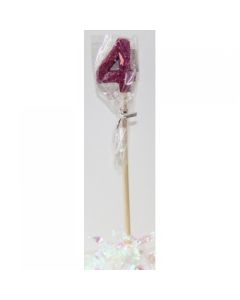 Pink Glitter Long Stick Candle # 4 (447504A)