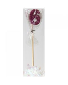 Pink Glitter Long Stick Candle # 6 (447506A)