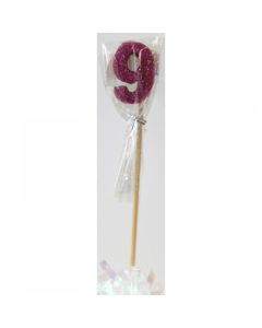 Pink Glitter Long Stick Candle # 9 (447509A)