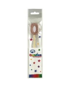 Rose Gold Glitter Long Stick Candle # 0 (447750A)