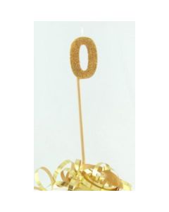 Gold Glitter Long Stick Candle # 0 (447800A)