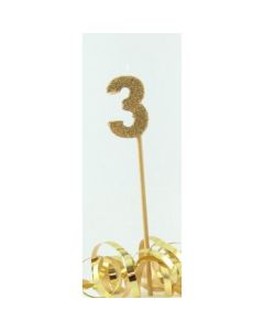 Gold Glitter Long Stick Candle # 3 (447803A)