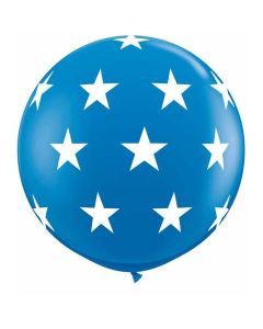 Big Stars A-Round - Dark Blue - 3 Foot (3ft) Latex Balloon (45218Q)