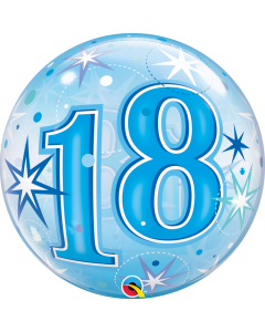 18 Starburst Sparkle - Blue - 22 Inch Bubble Balloon (48439Q)