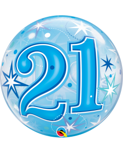 21 Blue Starburst Sparkle - 22 Inch Bubble Balloon (48441Q)