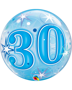 30 Blue Starburst Sparkle - 22 Inch Bubble Balloon (48443Q)