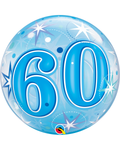60 Blue Starburst Sparkle - 22 Inch Bubble Balloon (48449Q)