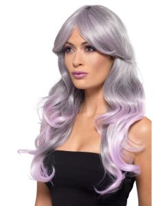 Grey & Pastel Pink Fashion Ombre Wig (SM48905)