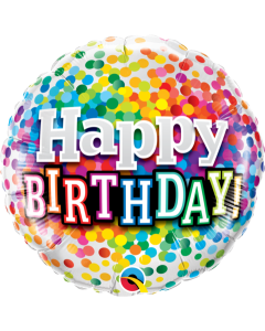 Happy Birthday Rainbow Confetti - 18 Inch Foil Balloon (49496Q)