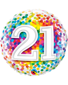 21 Rainbow Confetti - 18 Inch Foil Balloon (49508Q)
