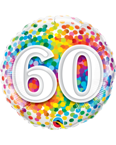 60 Rainbow Confetti - 18 Inch Foil Balloon (49548Q)
