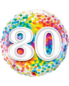 80 Rainbow Confetti - 18 Inch Foil Balloon (49559Q)