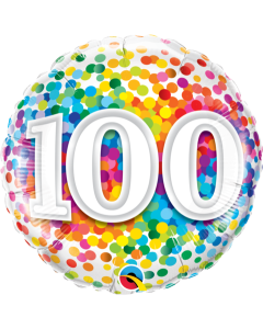 100 Rainbow Confetti - 18 Inch Foil Balloon (49565Q)