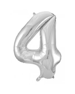 4 Silver Number - 86cm (34') Foil Balloon (4SilverA)